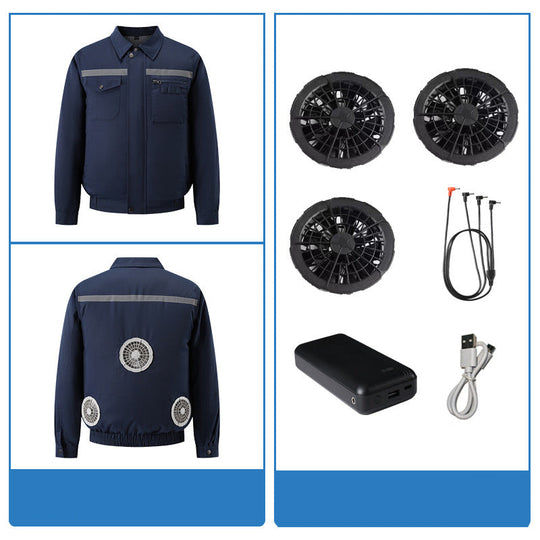 Herren nan belüftete Arbeitsjacke mit integrierten USB-Lüftern und externem Akkufach EB