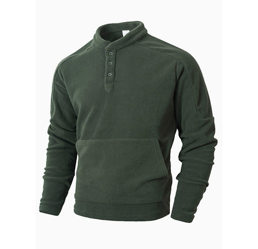 Herren Kuscheliger Fleece-Pullover mit Knopfleiste EB