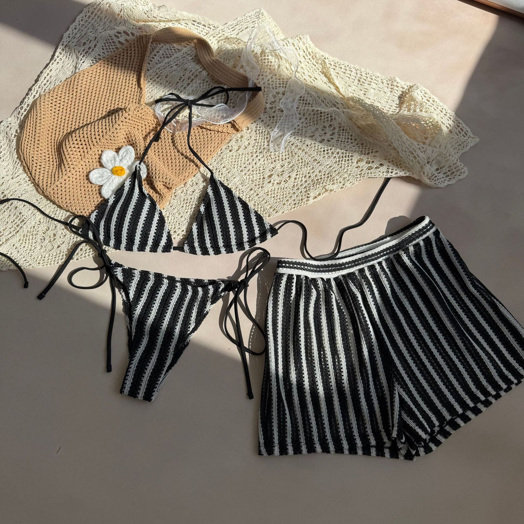 Damen Triangel-Bikini-Set mit modischem Hosenrock EB