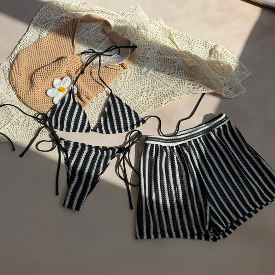 Damen Triangel-Bikini-Set mit modischem Hosenrock EB