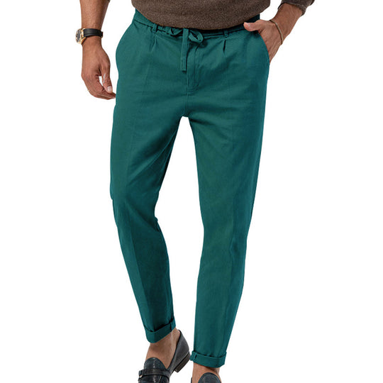 Herren Elegante Leinenhose mit elastischem Bund und praktischen Taschen EB