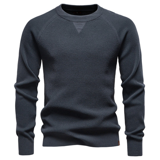 Herren nan mitteldicker Struktur-Strickpullover mit Raglanärmeln und Rippenbündchen EB