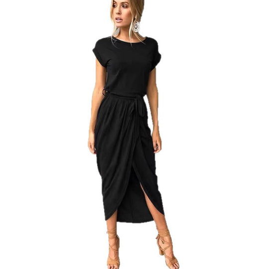 Damen Midikleid mit eleganter Wickeloptik und seitlichem Schlitz EB