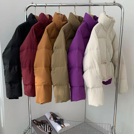 Damen gesteppte Winterjacke mit hohem Kragen und praktischen Taschen EB