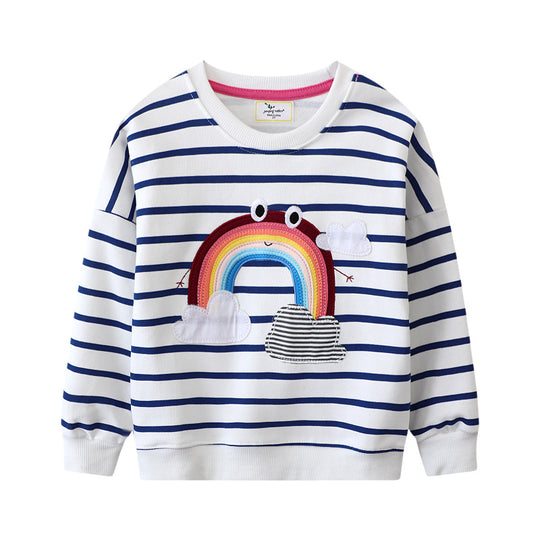 Mädchen Sweatshirt mit buntem Regenbogen-Design EB