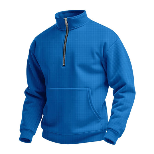 Herren Fleece-Pullover mit Stehkragen und praktischer Kängurutasche EB