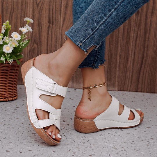 Damen Bequeme Keil-Sandalen mit verstellbaren Riemen EB