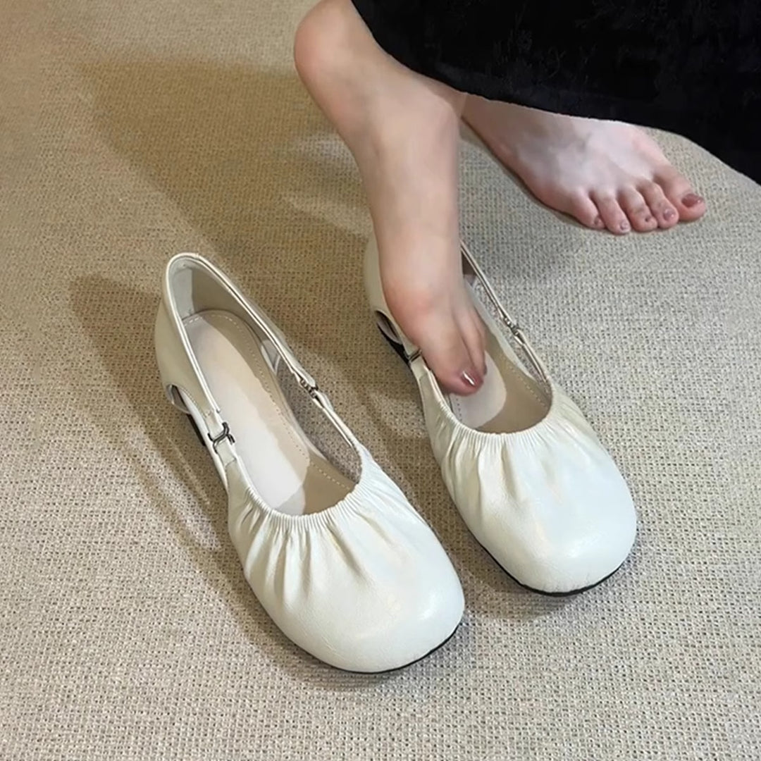 Damen Ballerinas mit elastischem Falten-Design und anpassbarem Riemen EB