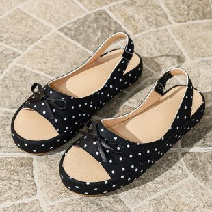 Damen Offene Ballerinas mit dekorativem Schleifendetail EB
