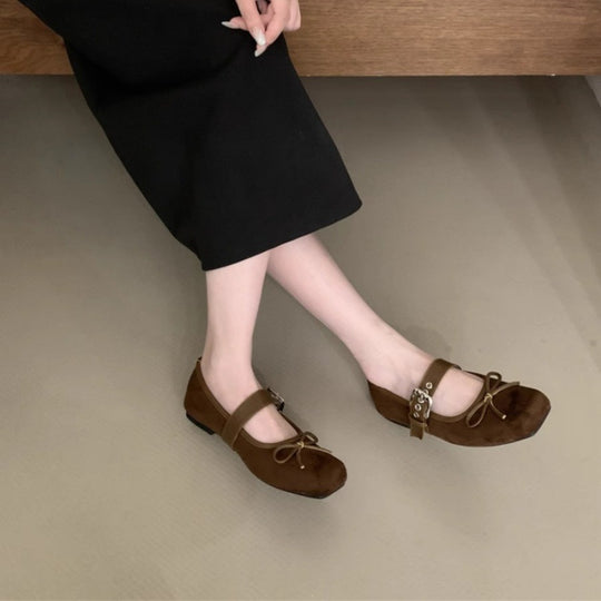 Damen Ballerinas mit modischem Schnallen-Detail und bequemem Fußbett EB