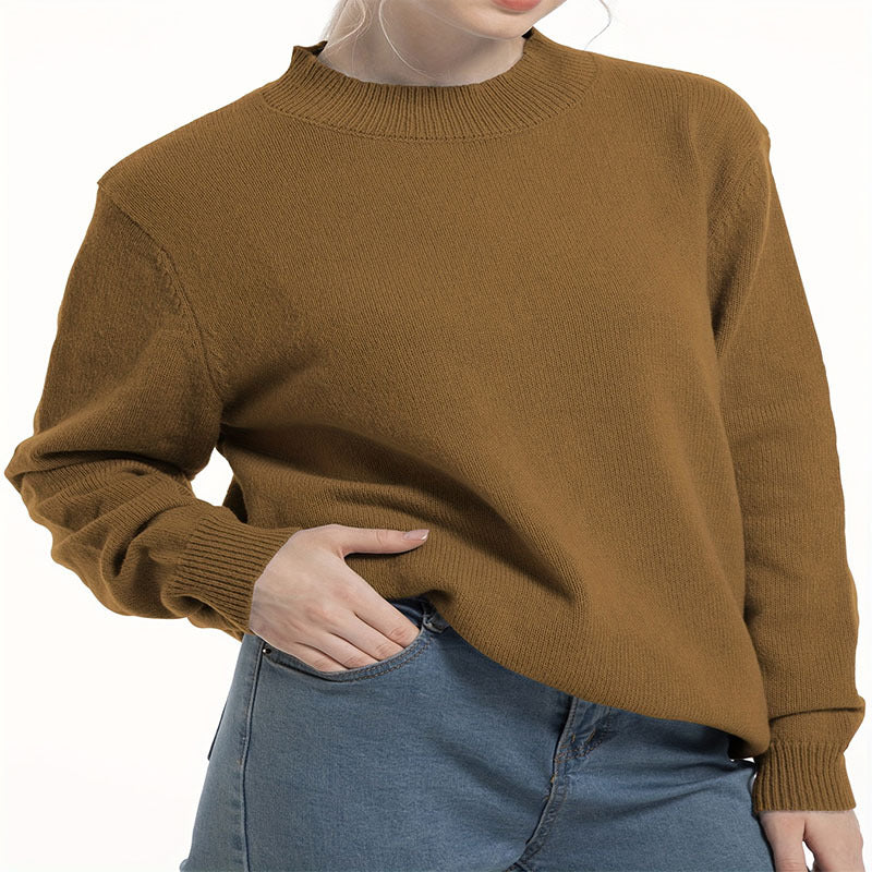 Damen Grobstrickpullover mit schmalem Rollkragen und modernem Schnitt EB