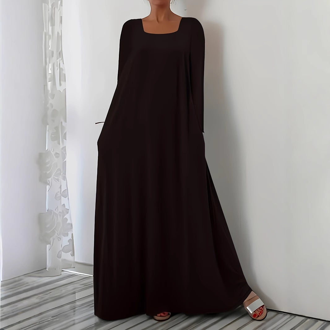 Damen Weit geschnittenes Maxikleid mit praktischen Taschen EB