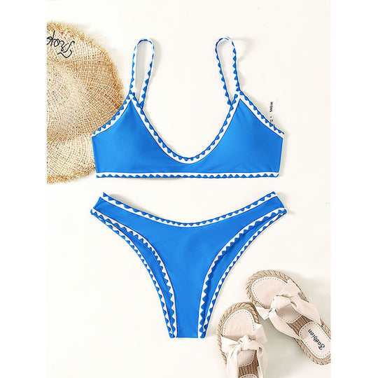 Damen Bikini-Set mit lässigem Schnitt und kontrastierenden Kanten EB