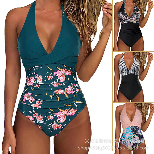 Damen Floral Design Badeanzug EB