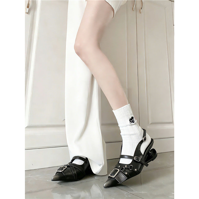 Damen Slingback-Pumps mit verstellbaren Riemen und dekorativen Schnallen EB