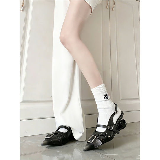 Damen Slingback-Pumps mit verstellbaren Riemen und dekorativen Schnallen EB