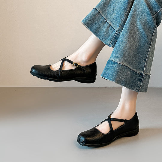 Damen Komfortable Mary Jane Schuhe mit modischen Riemen EB