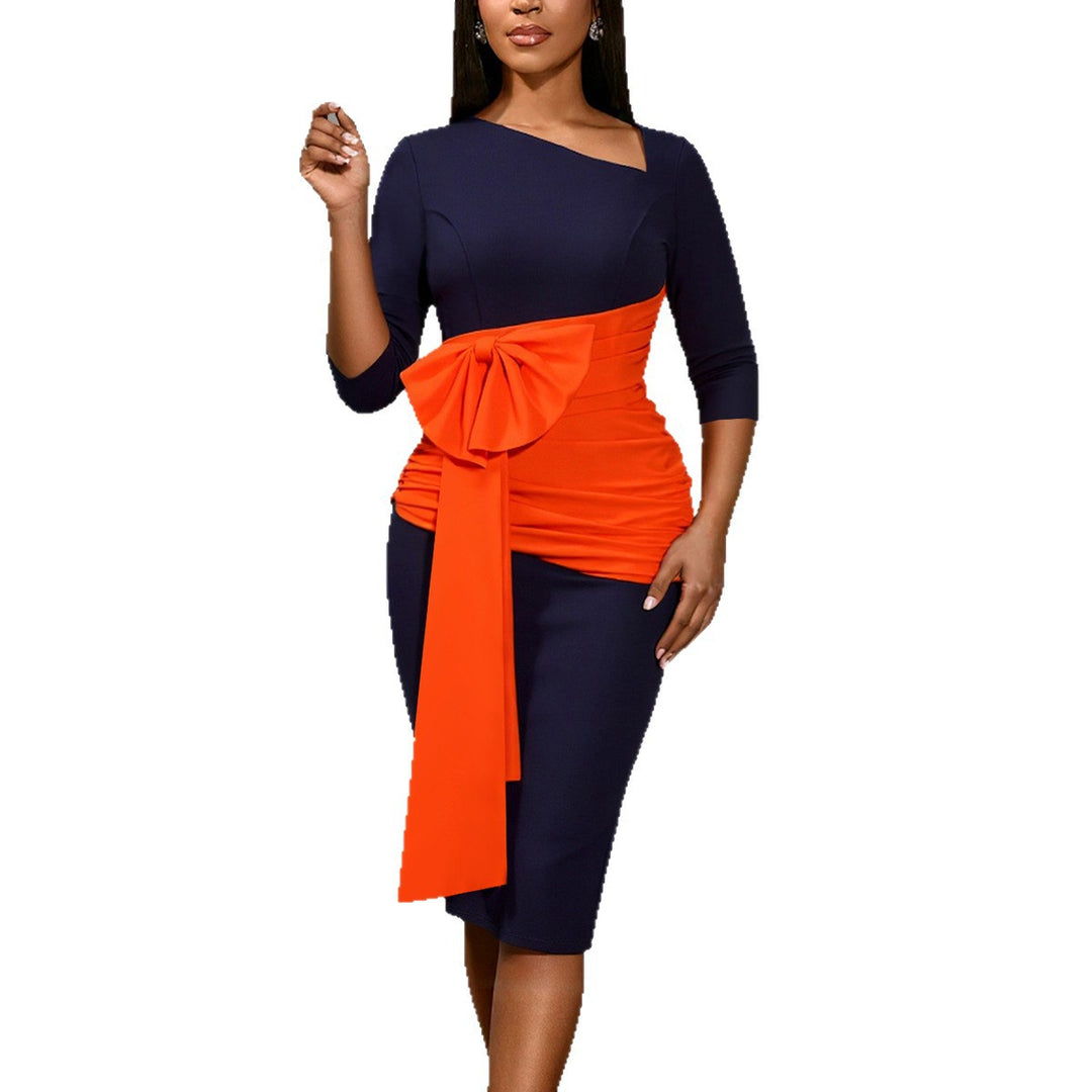 Damen Effortlessly Chic Kleid mit asymmetrischem Design und voluminösem Rüschenelement EB