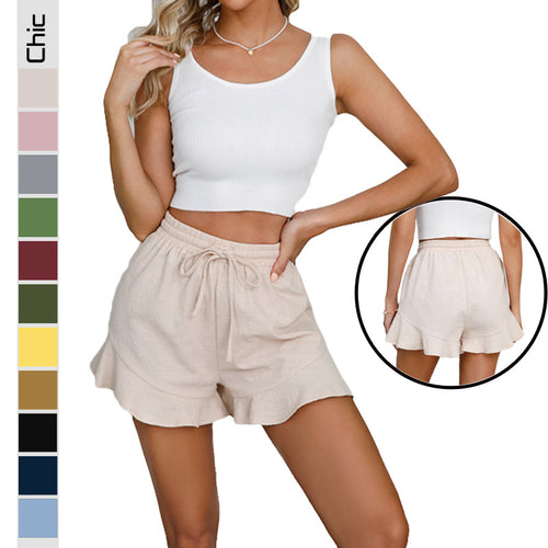Damen Luftige kurze Rüschenshorts EB