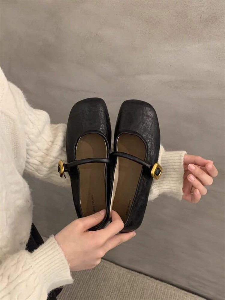 Damen elegante Ballerinas mit modischem Riemen und komfortabler Sohle EB
