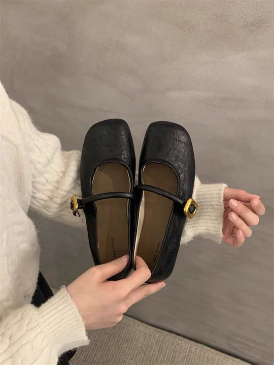 Damen elegante Ballerinas mit modischem Riemen und komfortabler Sohle EB