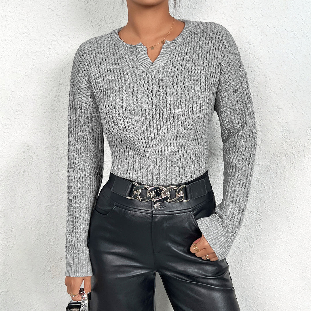 Damen Feinstrickpullover mit V-Ausschnitt und langen Ärmeln EB