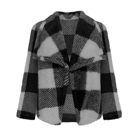 Damen Kuschelige Jacke im karierter Design EB