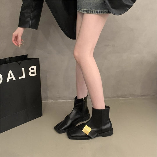 Damen elegante Stiefeletten mit modischer Schnallenverzierung EB