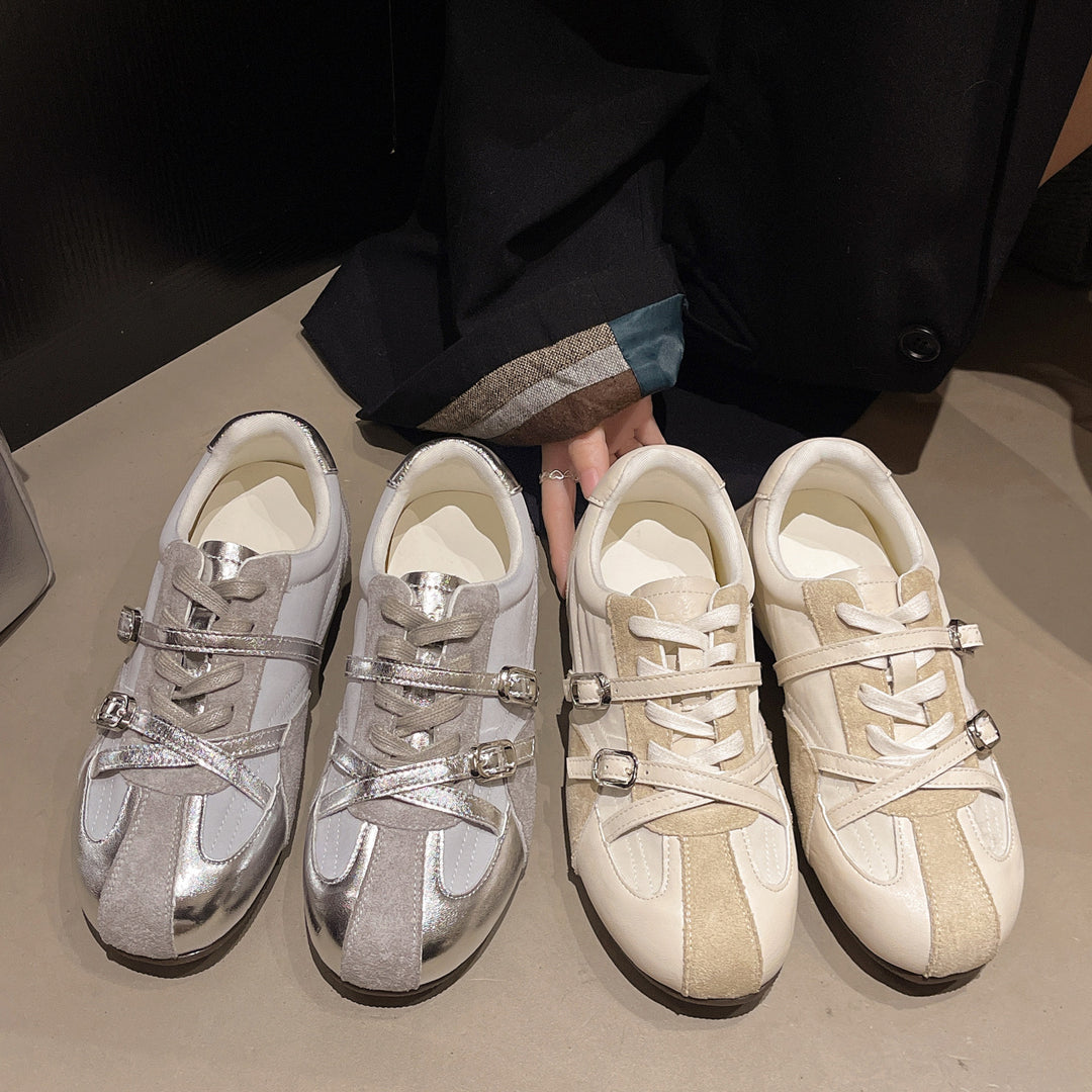 Damen Sneaker mit doppeltem Riemen und atmungsaktiver Oberflächenstruktur EB