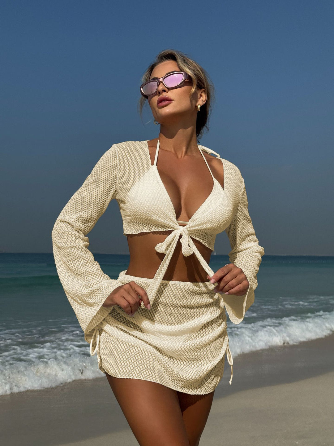 Damen luftige Strandbekleidung mit offenen Ärmeln EB