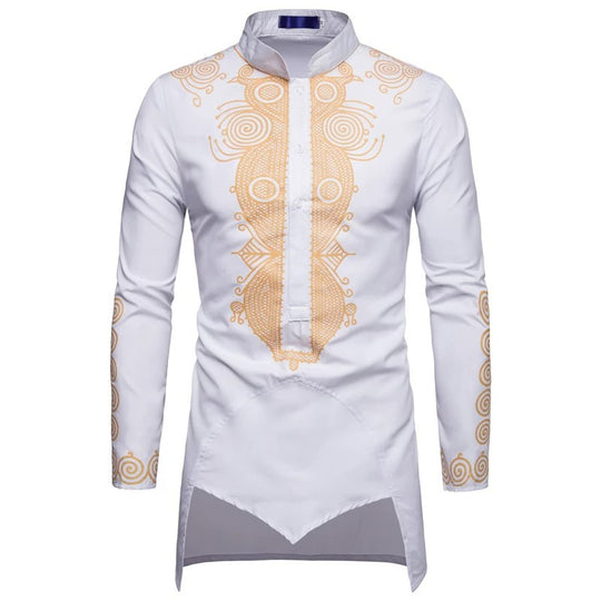Herren elegantes traditionelles Hemd mit feinen Stickmustern EB