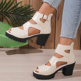 Damen Offene High-Heel Sandalen mit modischen Riemen EB
