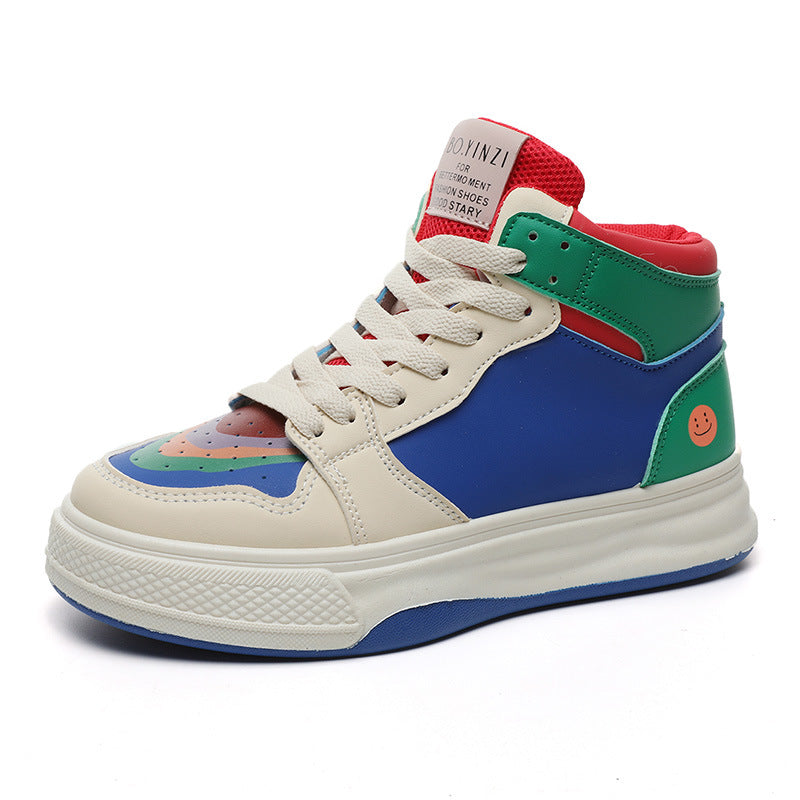 Damen modische High-Top Sneakers mit bunten Akzenten und atmungsaktivem Obermaterial EB