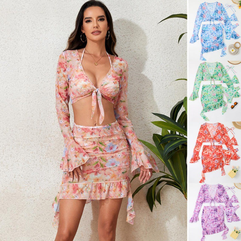 Damen Bikiniset mit floralem Design und eleganten Rüschendetails EB