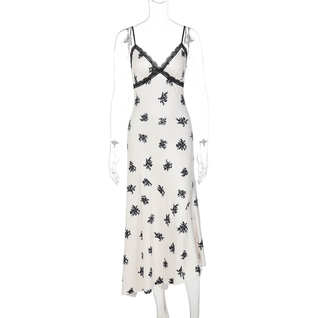 Damen Elegantes Maxikleid mit floralem Relief und feinen Spaghettiträgern EB