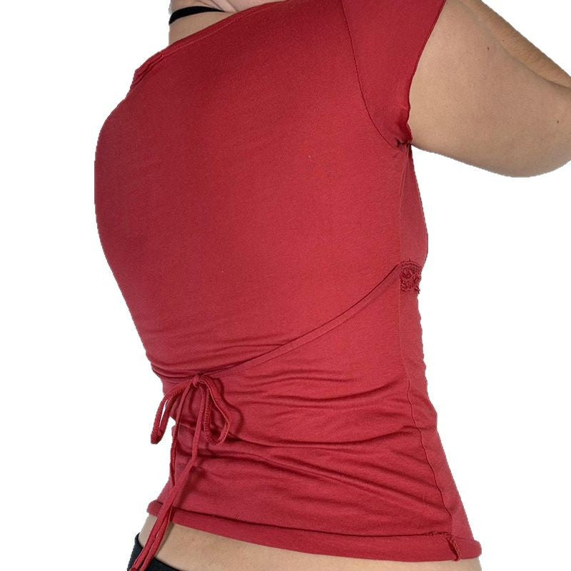 Damen Elegantes Oberteil mit Spitzen- und Drapierungselementen EB