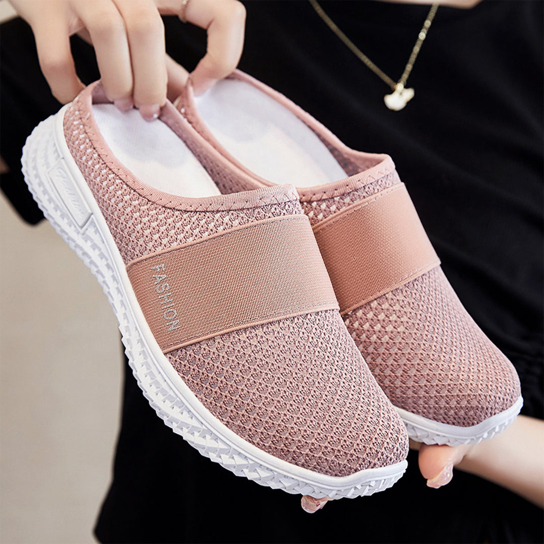 Damen Hausschuhe mit flexiblem Strickoberteil und rutschfester Außensohle EB