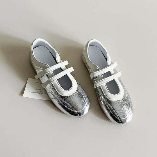 Damen Modische Sneakers mit Doppelriemenverschluss EB