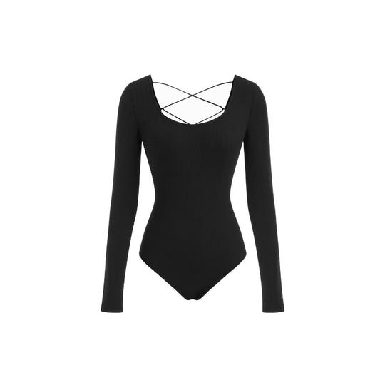 Damen Tailliertes Rippfeinstrick-Longsleeve mit weitem U-Boot-Ausschnitt EB