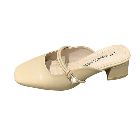 Damen elegante und bequeme Mules mit Blockabsatz EB