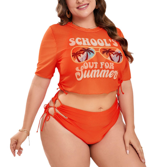 Damen Bademode-Set mit knapper Crop-Top-Bluse und hochgeschnittenen Shorts EB