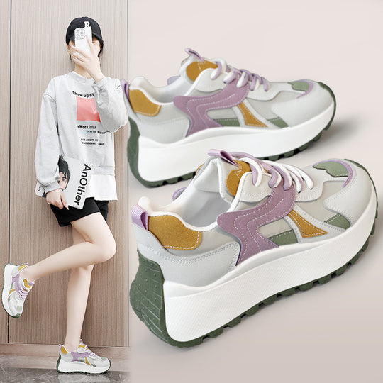 Damen sportliche Chunky Sneakers mit gepolstertem Innenfutter und rutschfester Sohle EB