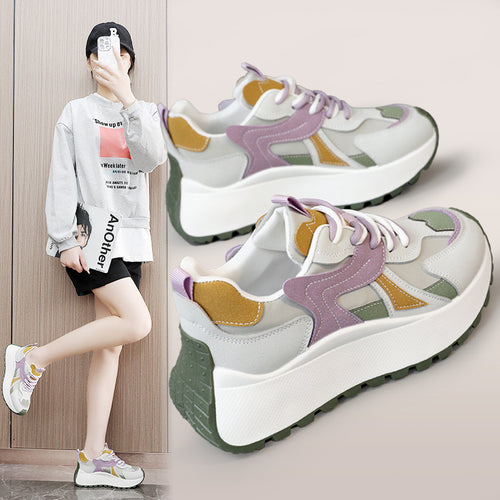 Damen sportliche Chunky Sneakers mit gepolstertem Innenfutter und rutschfester Sohle EB