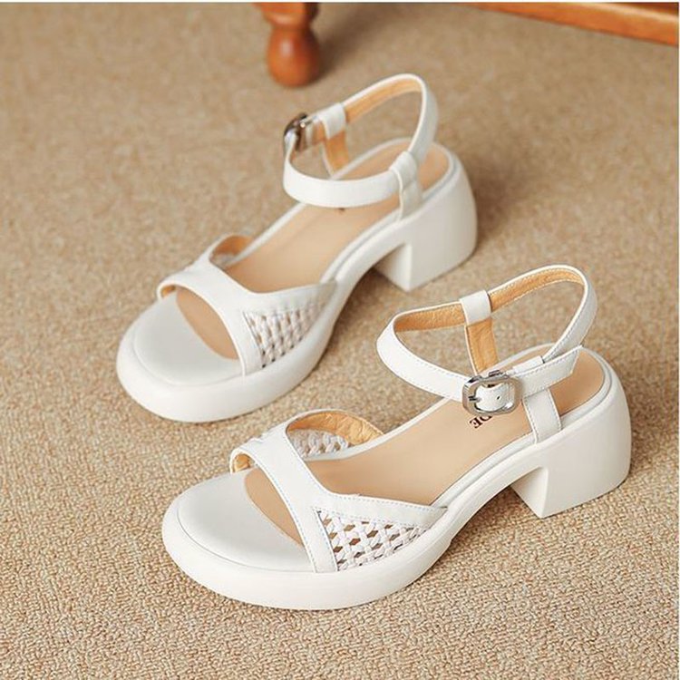 Damen elegante Plateau-Sandalen mit modischem Riemen und ergonomischem Fußbett EB