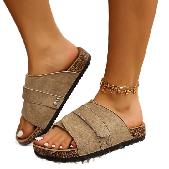Damen Komfortable und stylische Sandalen mit Klettverschluss EB