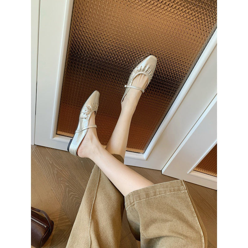 Damen Designer Ballerinas mit dekorativen Perlen EB