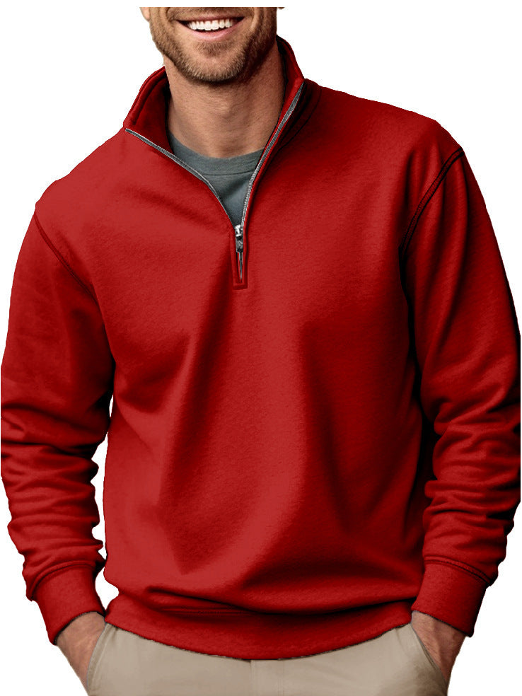 Herren nan Halbzip-Sweatshirt mit Stehkragen und weichem Fleece-Innenfutter EB