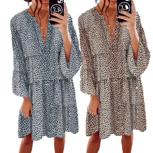 Damen MAXIKLEID mit modernem Leopardenmuster und leichtem, fließendem Schnitt Heidi-Mode