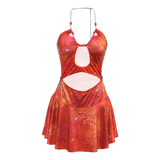 Damen Strandkleid mit verführerischem Ausschnitt und modischen Cut-Outs EB