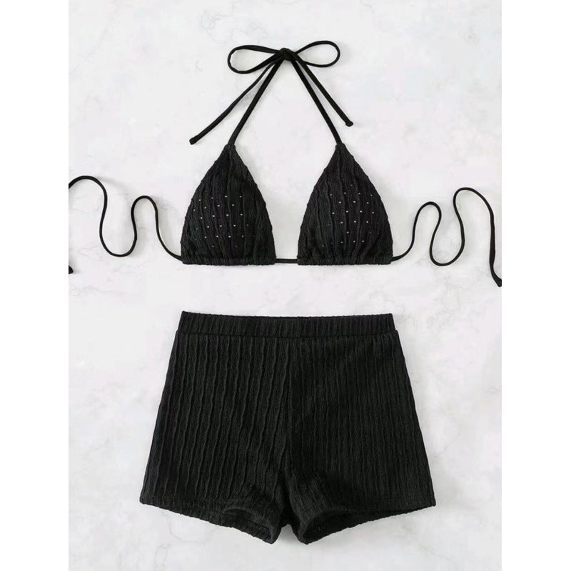 Damen Triangel-Bikini mit hochwertigem Rüschendesign und stretchy Shorts EB